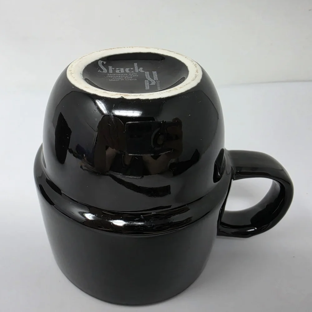 Coffee Cup Mug Stack Stackable Black Set of 2